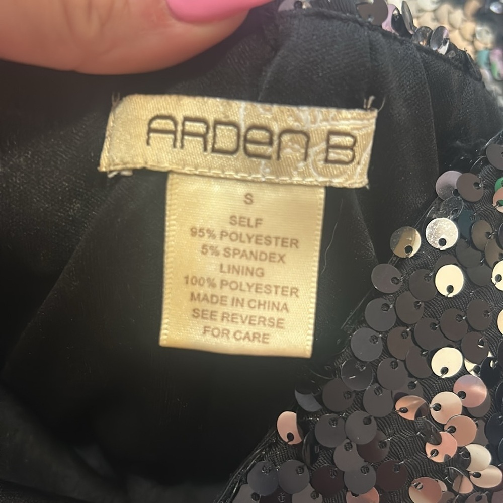 Arden B Black and Silver Sequin Strapless Mini Dress Small - Picture 4 of 7